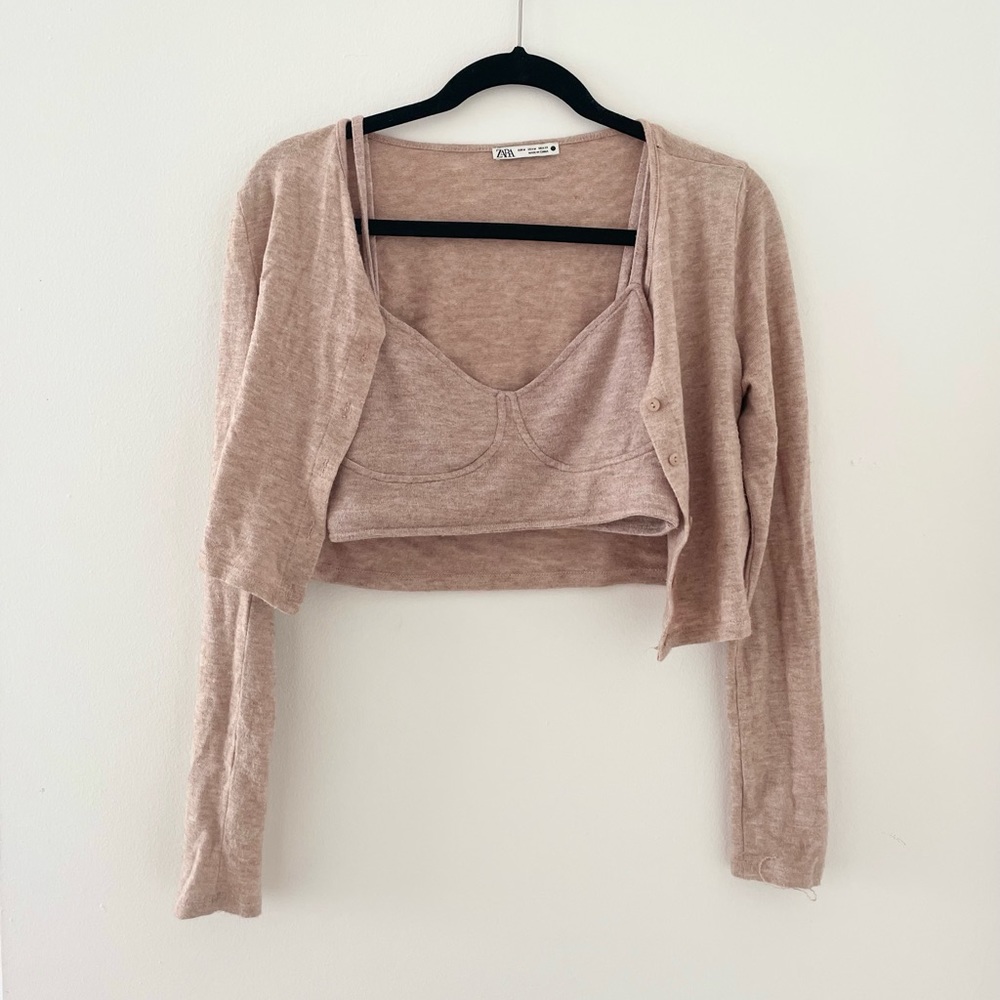 Zara matching set cami & cartigan